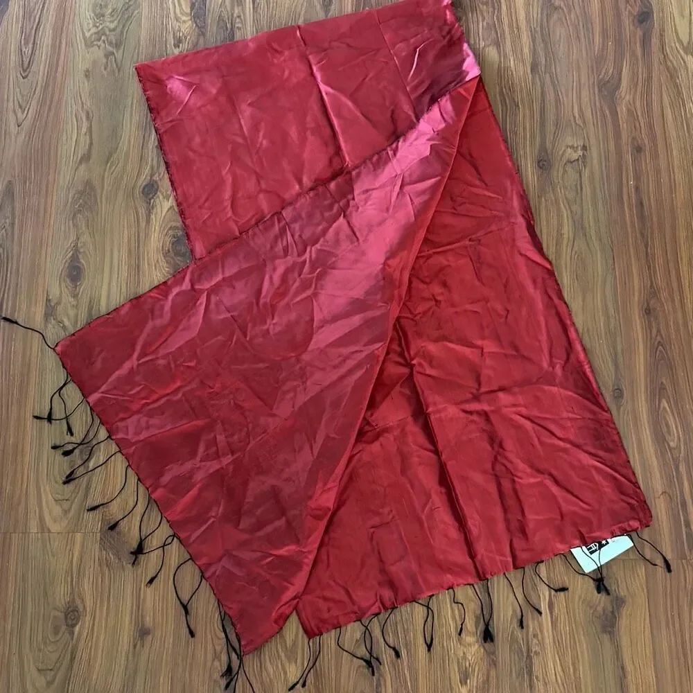 NWT Tabitha red Cambodian silk wrap shawl
